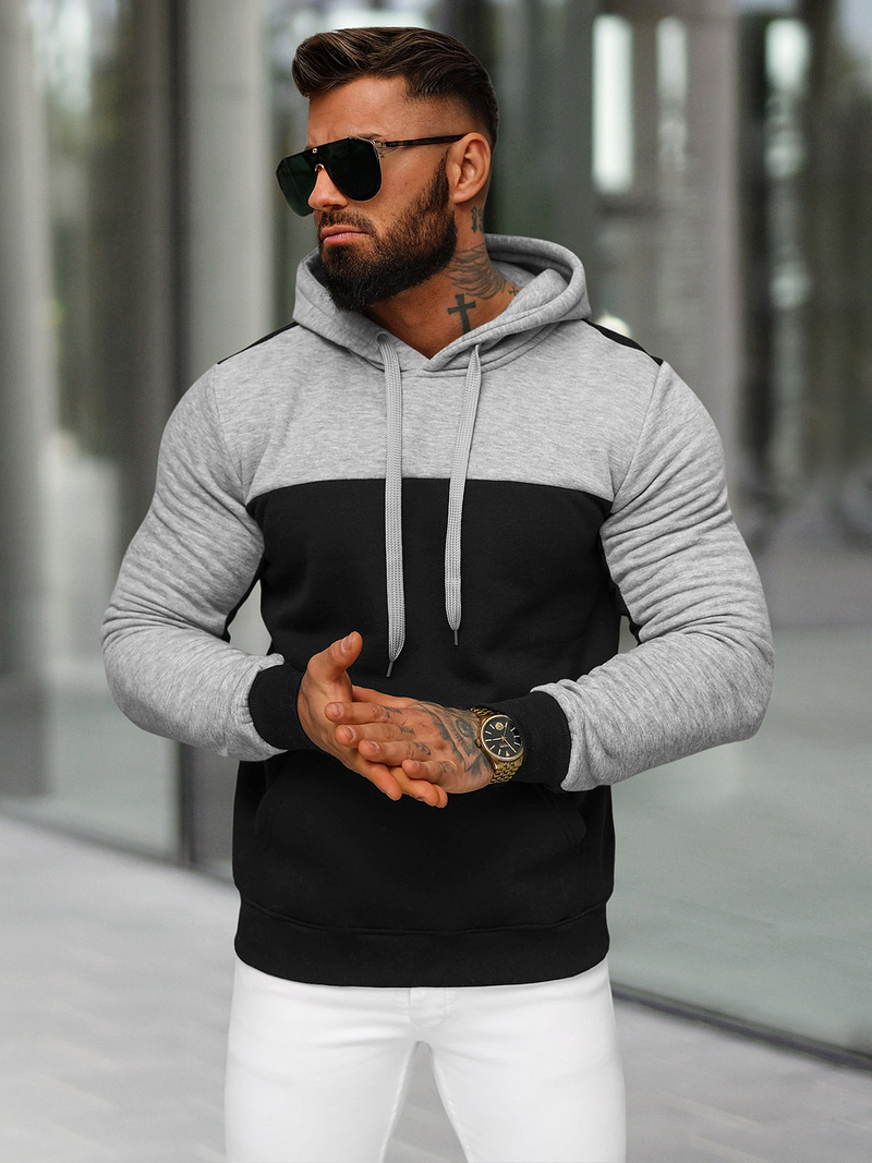 Muška dukserica s kapuljačom crna OZONEE JS/8B1307/3