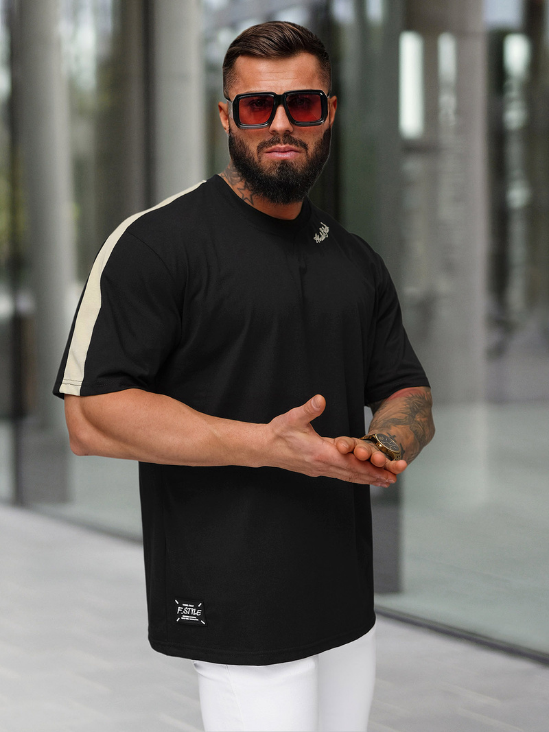 Muška Majica Crna OZONEE O/QQ1195