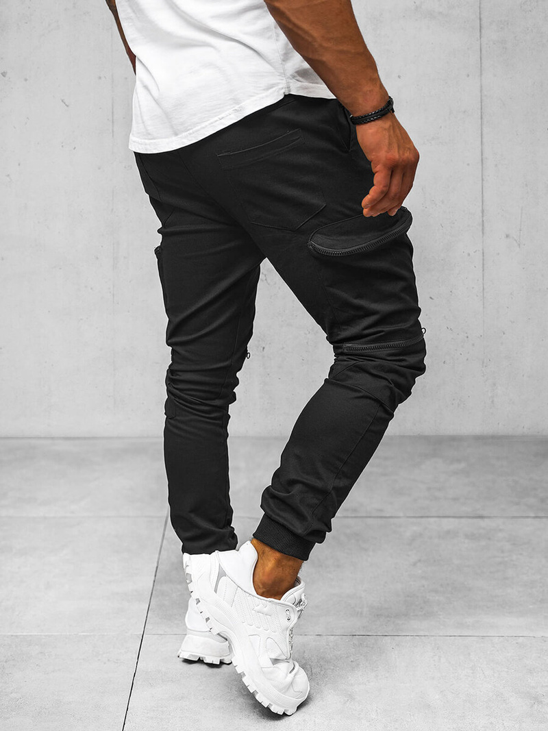 Muške chino jogger hlače crne OZONEE O/475