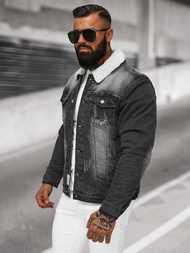 Muška traper jakna šerpa crna OZONEE NB/MJ513N