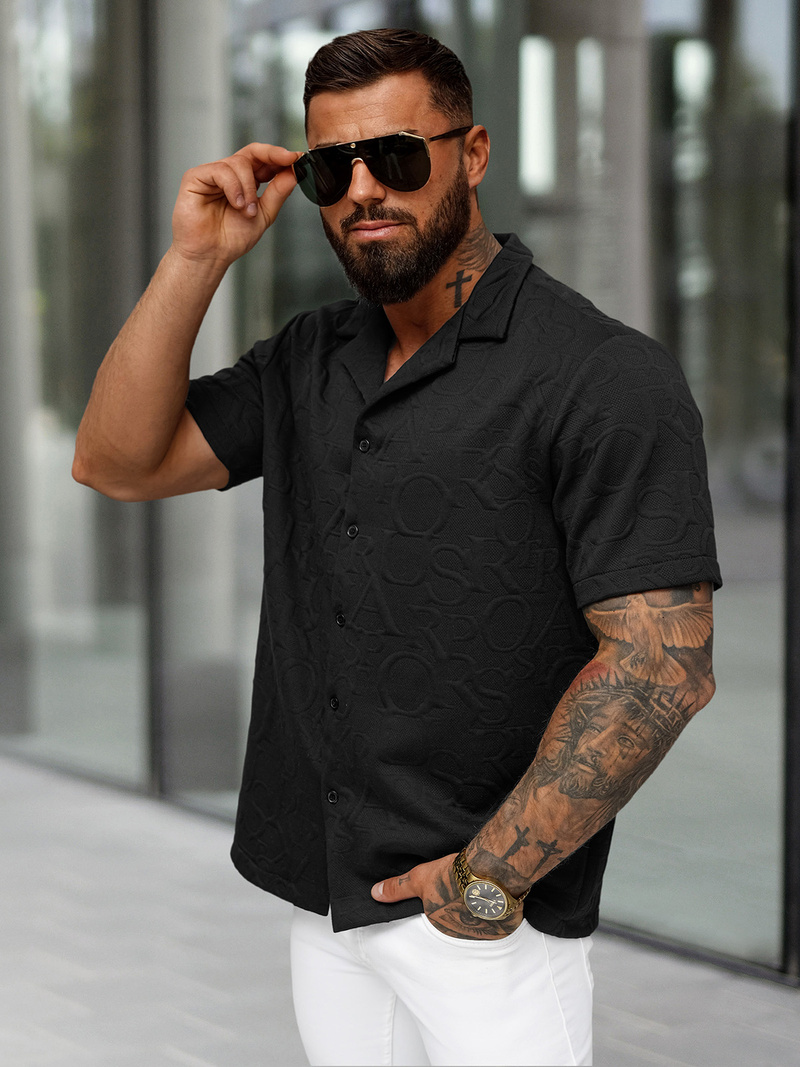 Muška košulja kratkih rukava crna OZONEE O/B2256