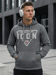 Muška dukserica s kapuljačom grafitna OZONEE JS/8B1737/5