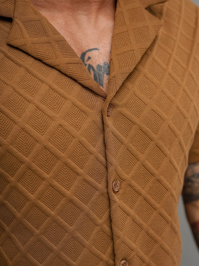 Muška košulja kratkih rukava smeđa OZONEE O/B2257