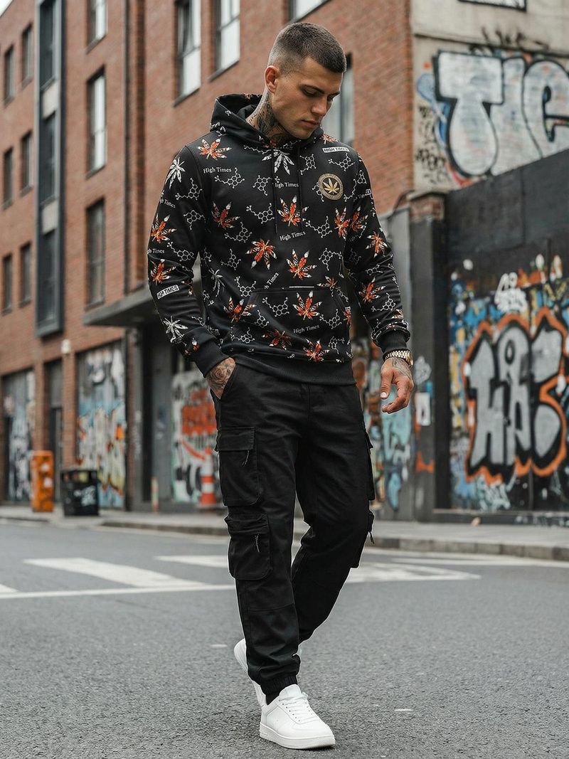 Muška dukserica s kapuljačom crna OZONEE O/B266Z