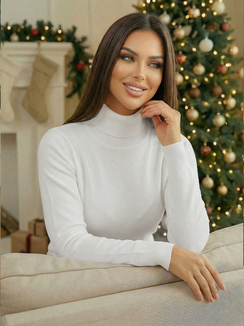 Ženski pulover bijeli OZONEE JS/8009/8Z