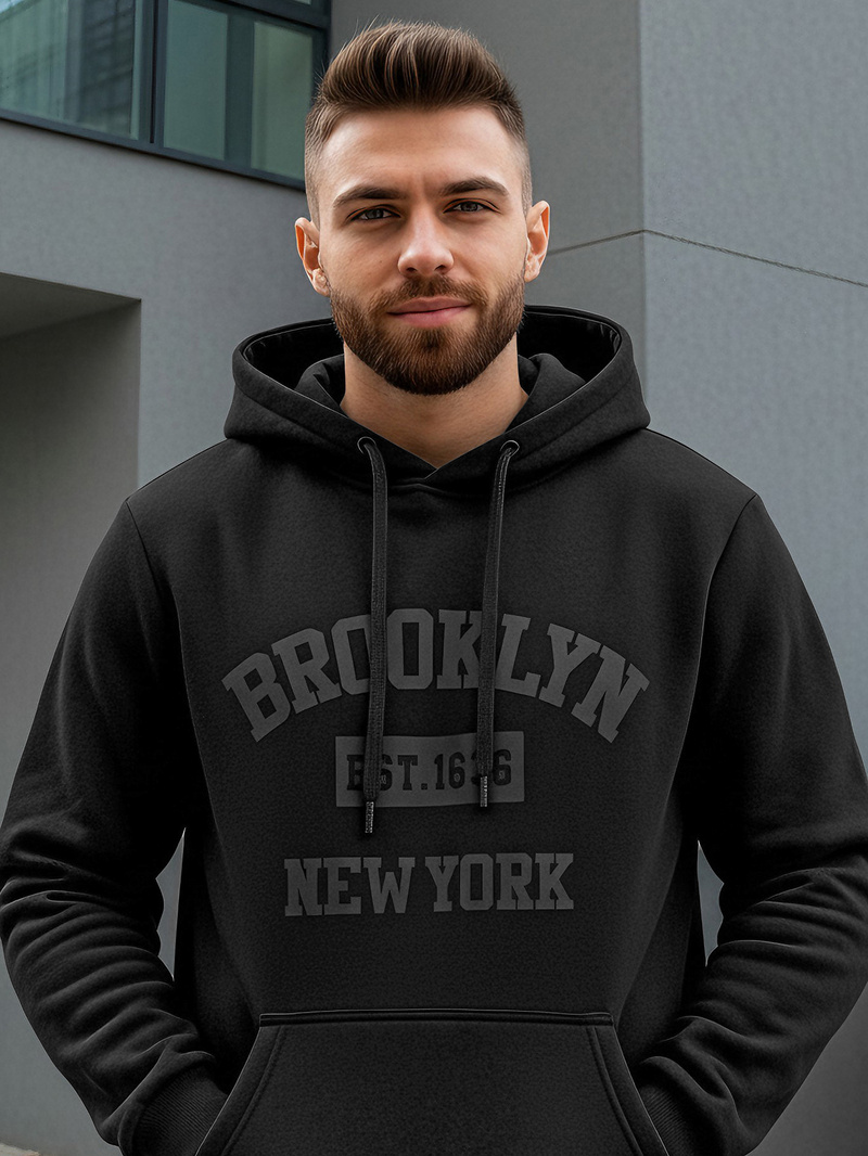 Muška dukserica s kapuljačom crna OZONEE JS/8B1969/3