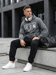 Muška dukserica s kapuljačom grafitna OZONEE JS/8B1737/5