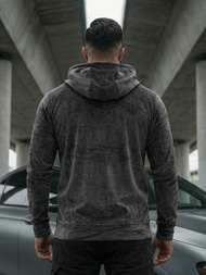 Muška od velura dukserica s kapuljačom grafitna OZONEE JS/8B1168/6Z