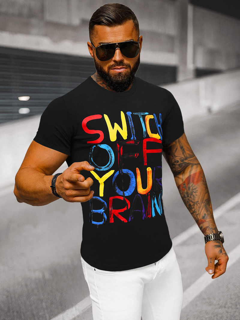 Muška majica crna OZONEE O/T125/3Z