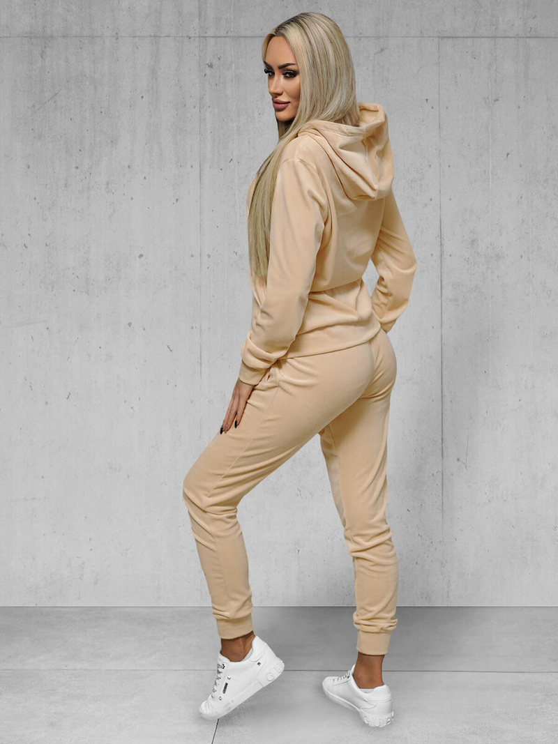 Ženski trenirka od velura svijetlo bež OZONEE JS/8C1176/159