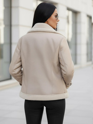 Ženska Kožna Jakna Bež OZONEE JS/11Z8177Z