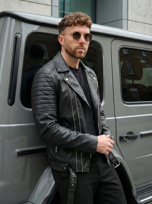 Muška kožna jakna crna OZONEE JS/11Z8069