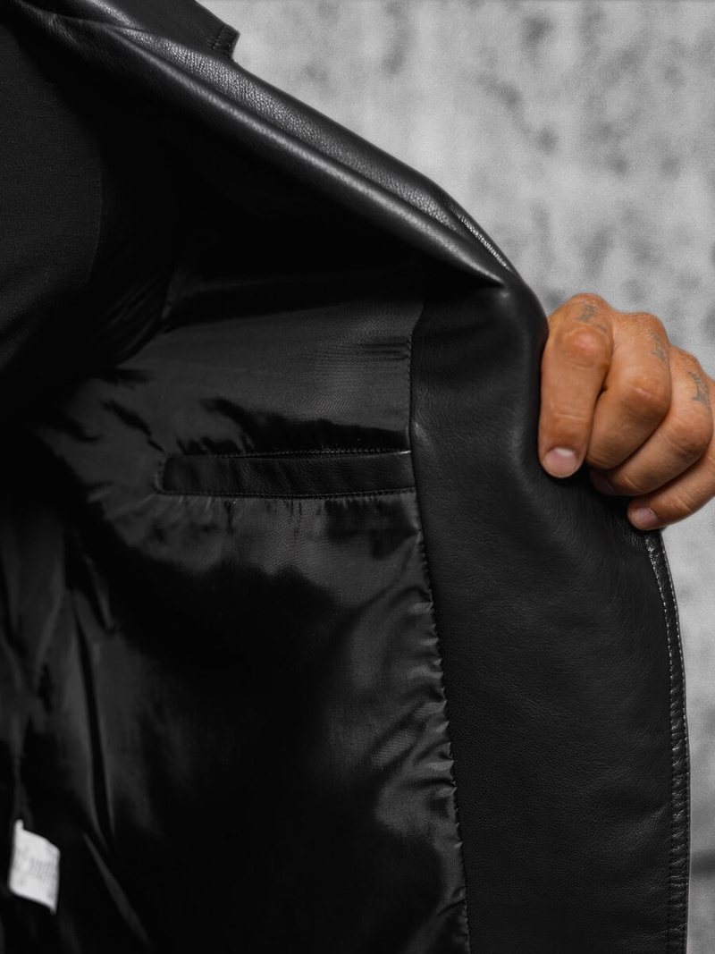 Muška kožna jakna crna OZONEE JS/11Z8056