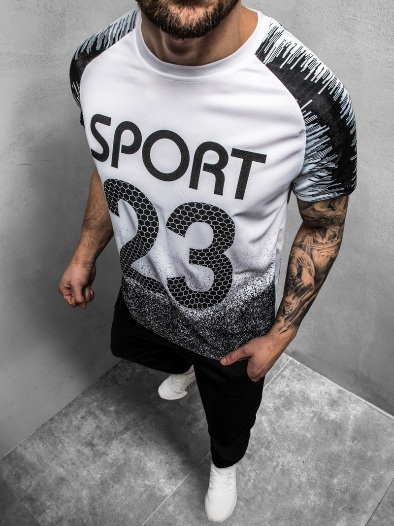 Muška majica bijelo-crna OZONEE JS/KS2068Z