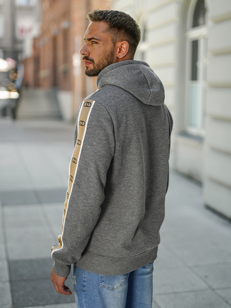 Muška dukserica s kapuljačom grafitna OZONEE JS/8B1729/5