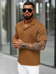 Muška košulja kratkih rukava smeđa OZONEE O/B2257