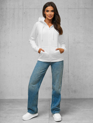 Ženska dukserica na kopčanje bijela OZONEE JS/W03Z