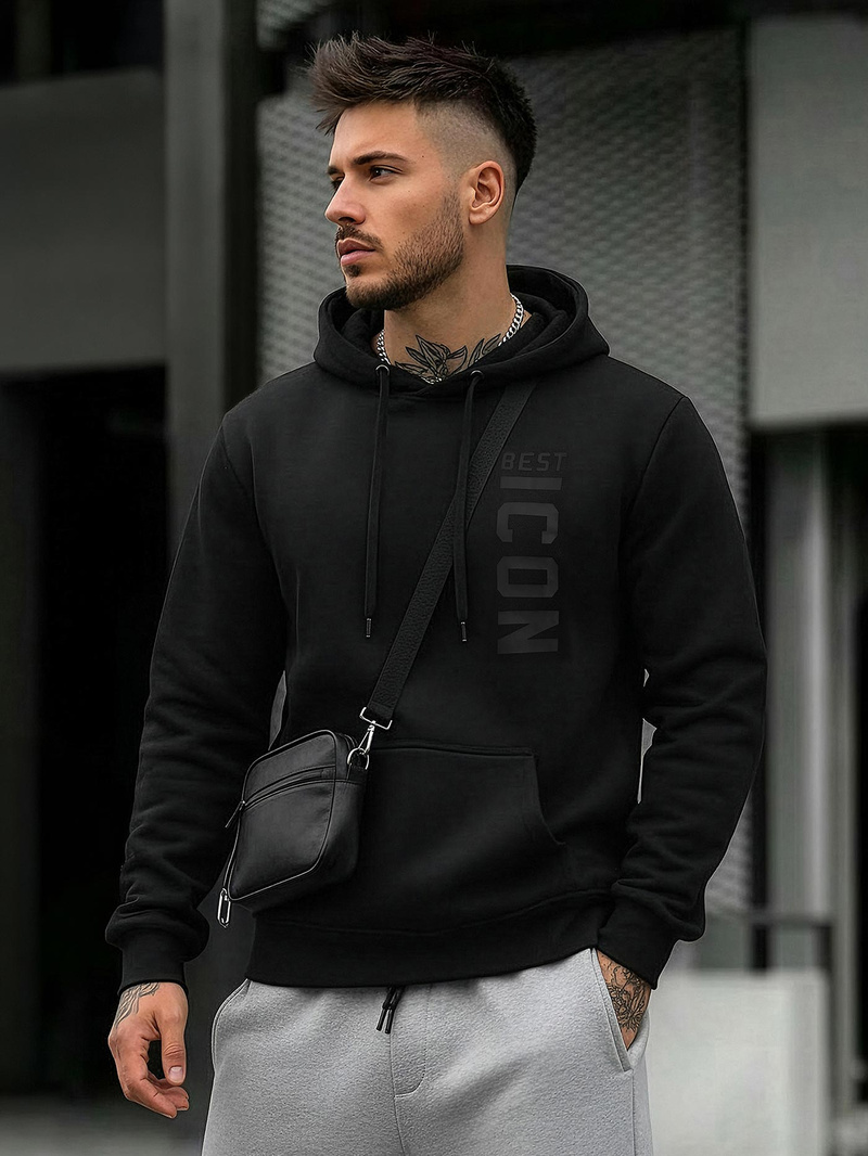 Muška dukserica s kapuljačom crna OZONEE JS/8B1973/3