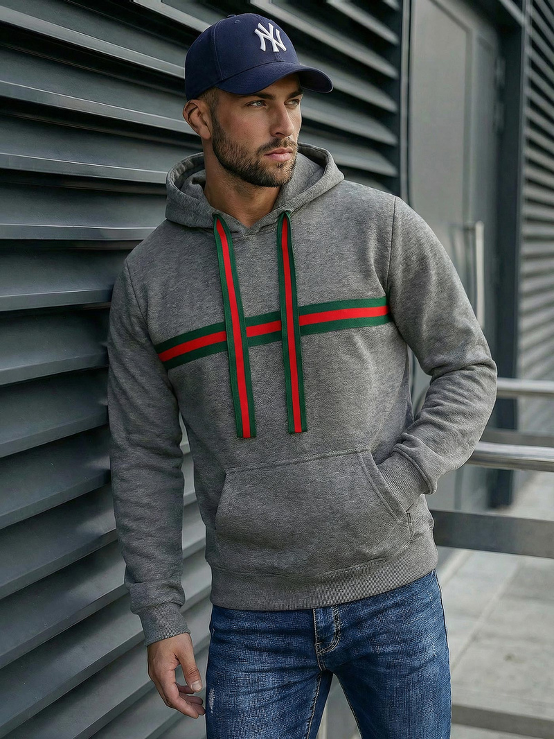 Muška dukserica s kapuljačom grafitna OZONEE JS/8B1735/5Z