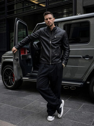 Muška kožna jakna crna OZONEE JS/11Z8021