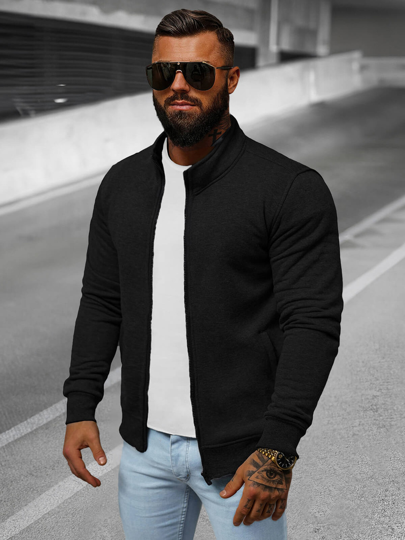 Muška dukserica s patentom crna OZONEE JS/2002Z