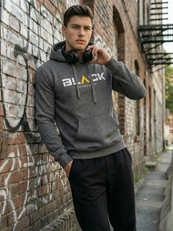 Muška dukserica s kapuljačom grafitna OZONEE JS/8B1756/5Z