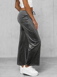 Ženske od velura hlače grafitne OZONEE JS/92K519/10