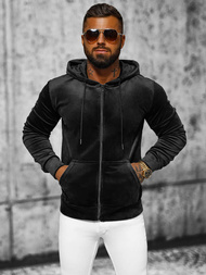 Muška od velura dukserica s kapuljačom crna OZONEE JS/8B1168/3