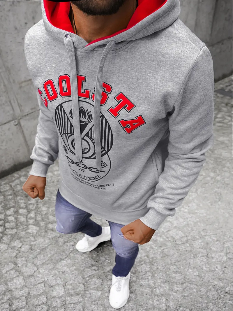 Muška dukserica s kapuljačom siva OZONEE JS/Y10036