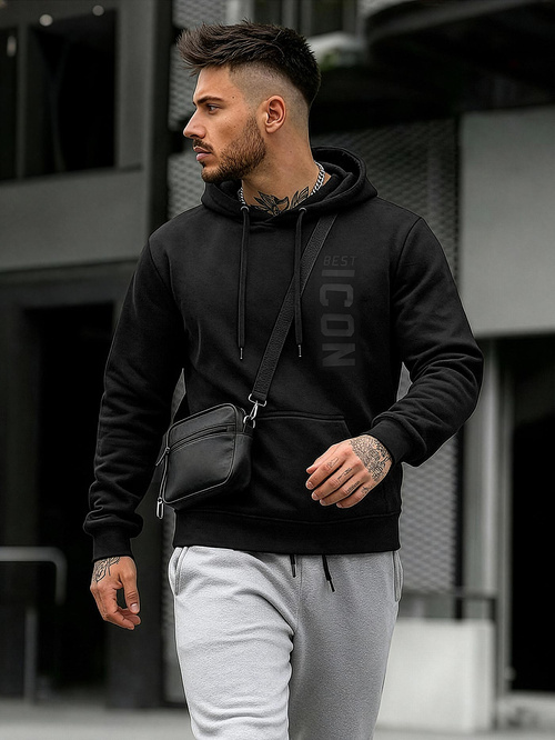 Muška dukserica s kapuljačom crna OZONEE JS/8B1973/3