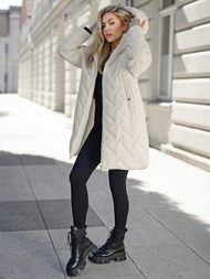 Ženska duga zimska jakna ecru OZONEE JS/5M3352/280