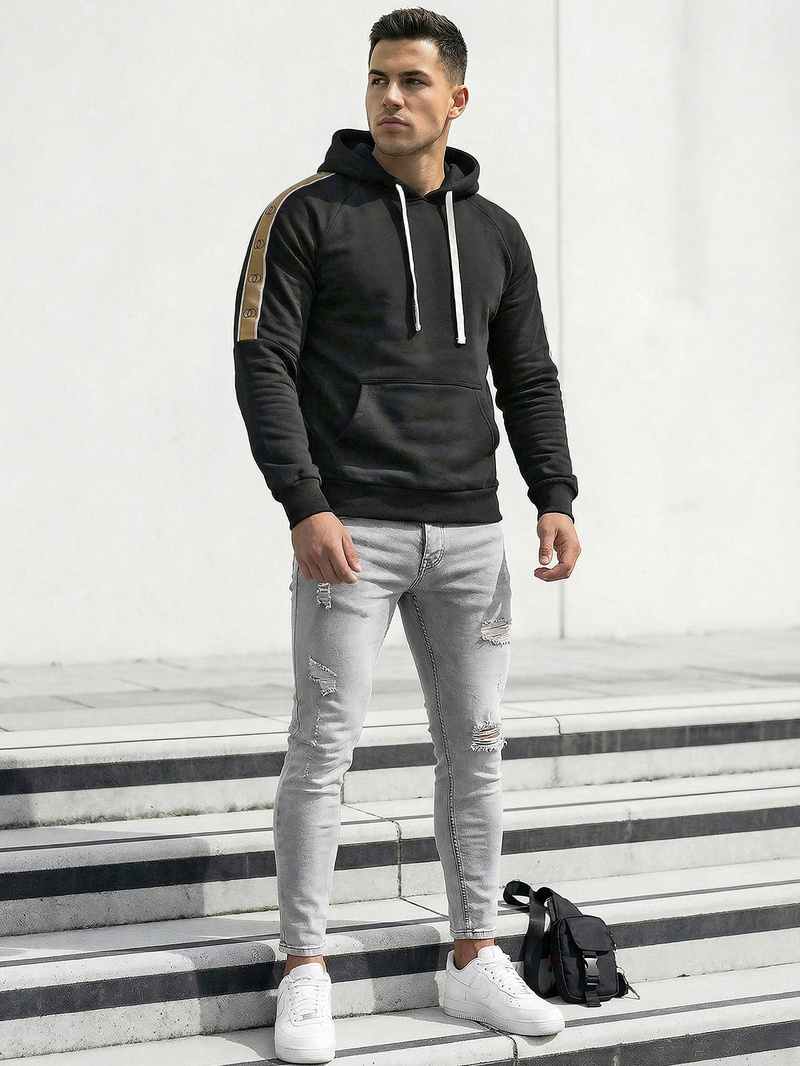 Muška dukserica s kapuljačom crna OZONEE JS/8B1730/3Z