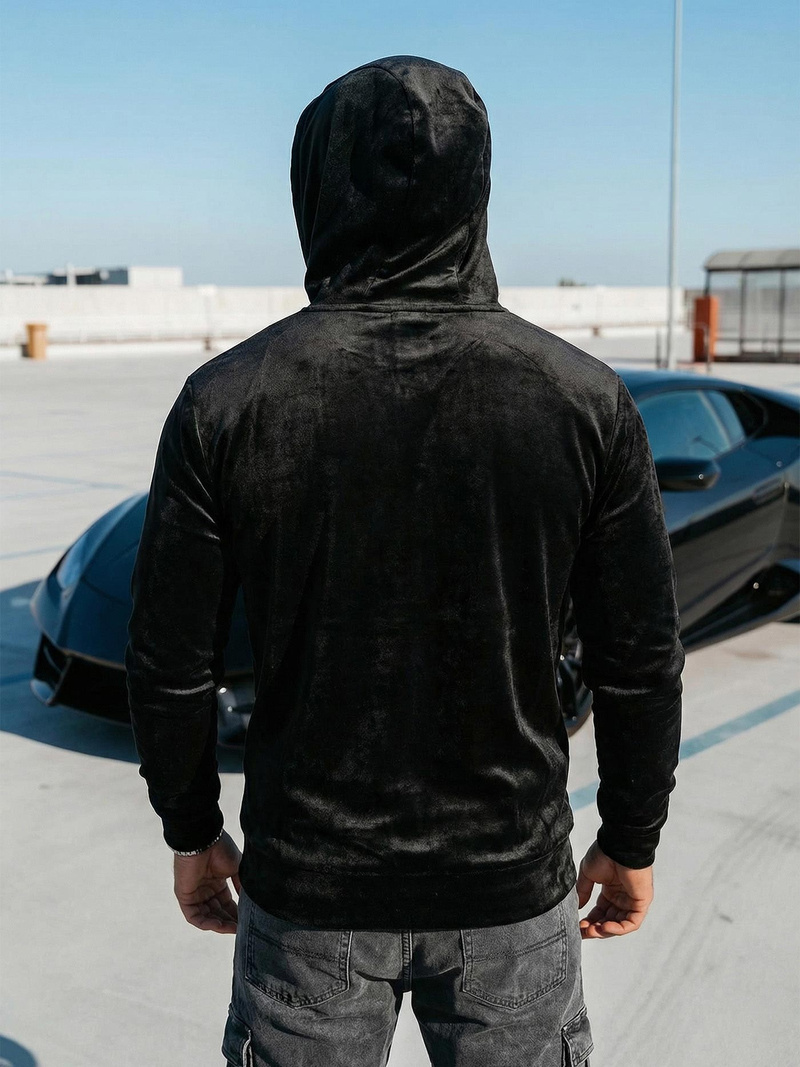 Muška od velura dukserica s kapuljačom crna OZONEE JS/8B1168/3Z