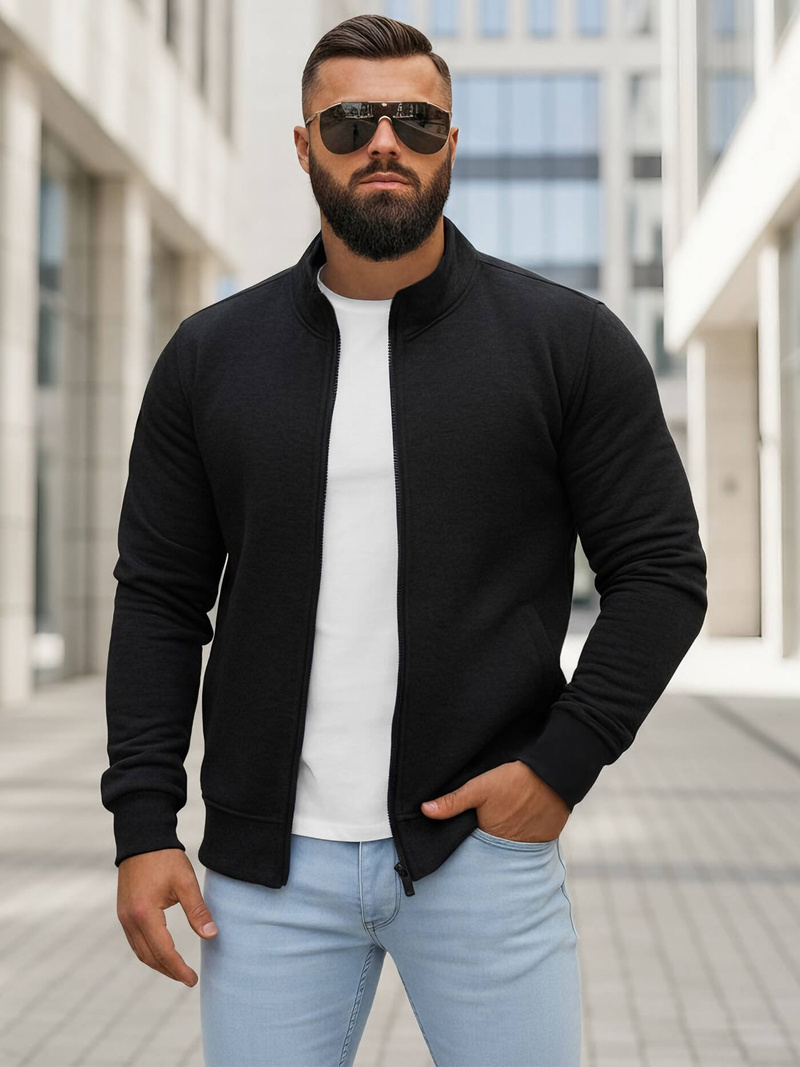 Muška dukserica s patentom crna OZONEE JS/2002Z