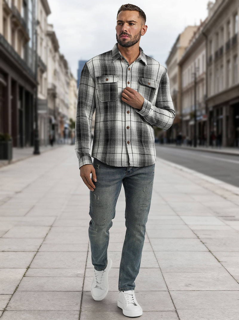 Muška košulja crno-bijela OZONEE NB/MC728N/4