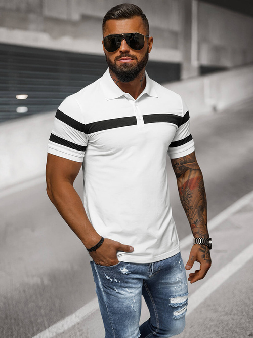 Muška polo majica bijela OZONEE NB/MT3108