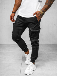 Muške chino jogger hlače crne OZONEE O/475