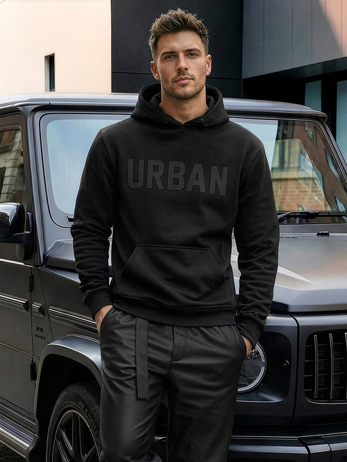 Muška dukserica s kapuljačom crna OZONEE JS/8B1990/3