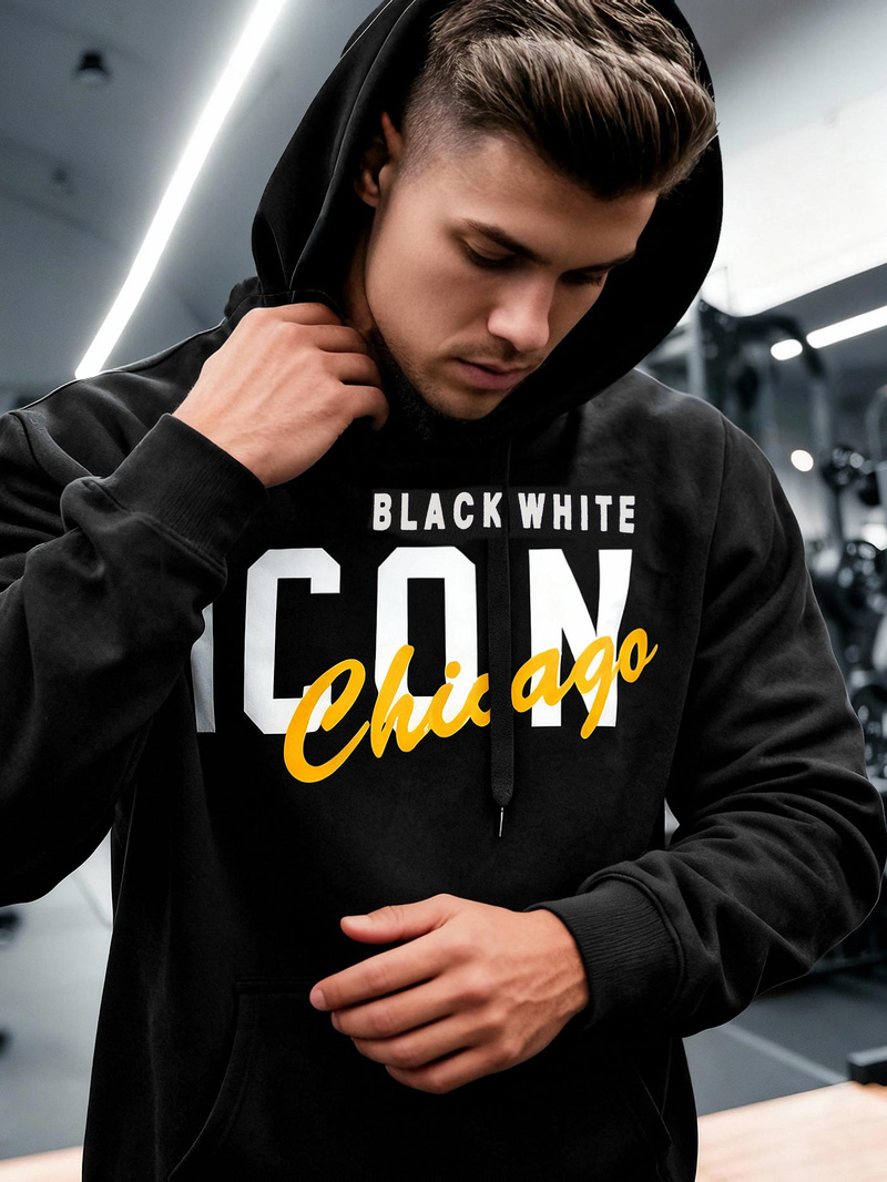 Muška dukserica s kapuljačom crna OZONEE JS/8B1736/3