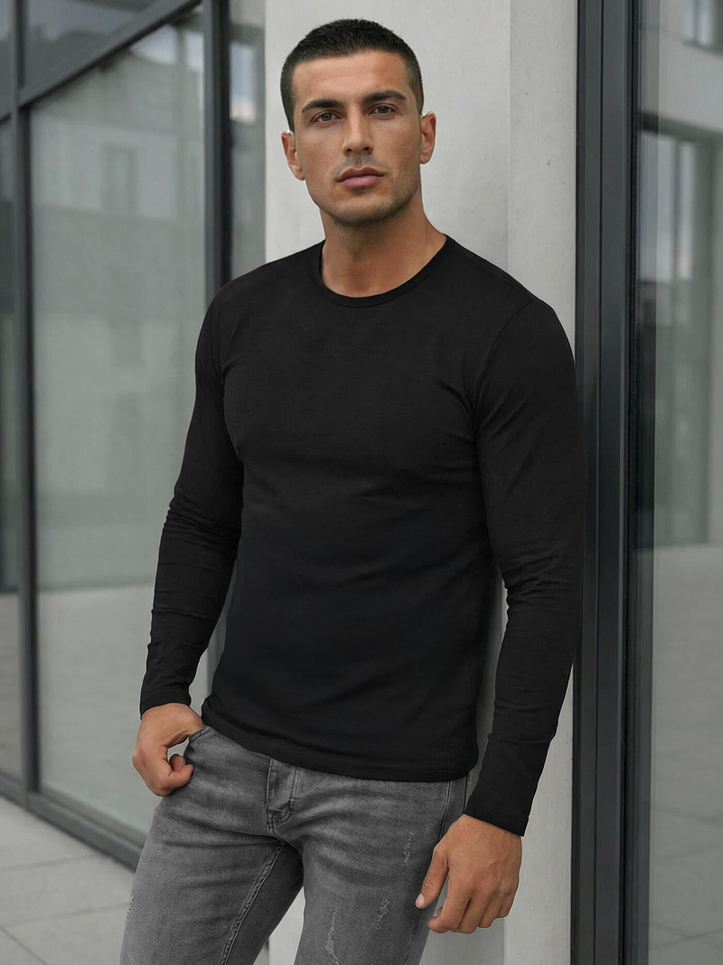 Muška majica dugi rukav crna OZONEE JS/DB71/1