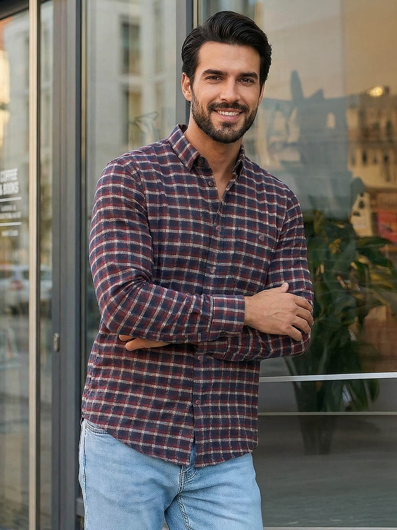 Muška Košulja Bordo OZONEE V/V176Z