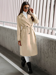 Ženski kožni kaput bež OZONEE JS/11Z8100