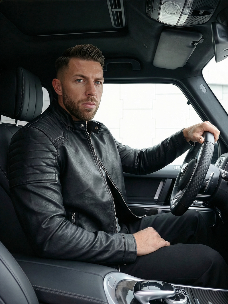 Muška kožna jakna crna OZONEE JS/11Z8139