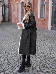 Ženski kožni kaput crni OZONEE JS/11Z8253