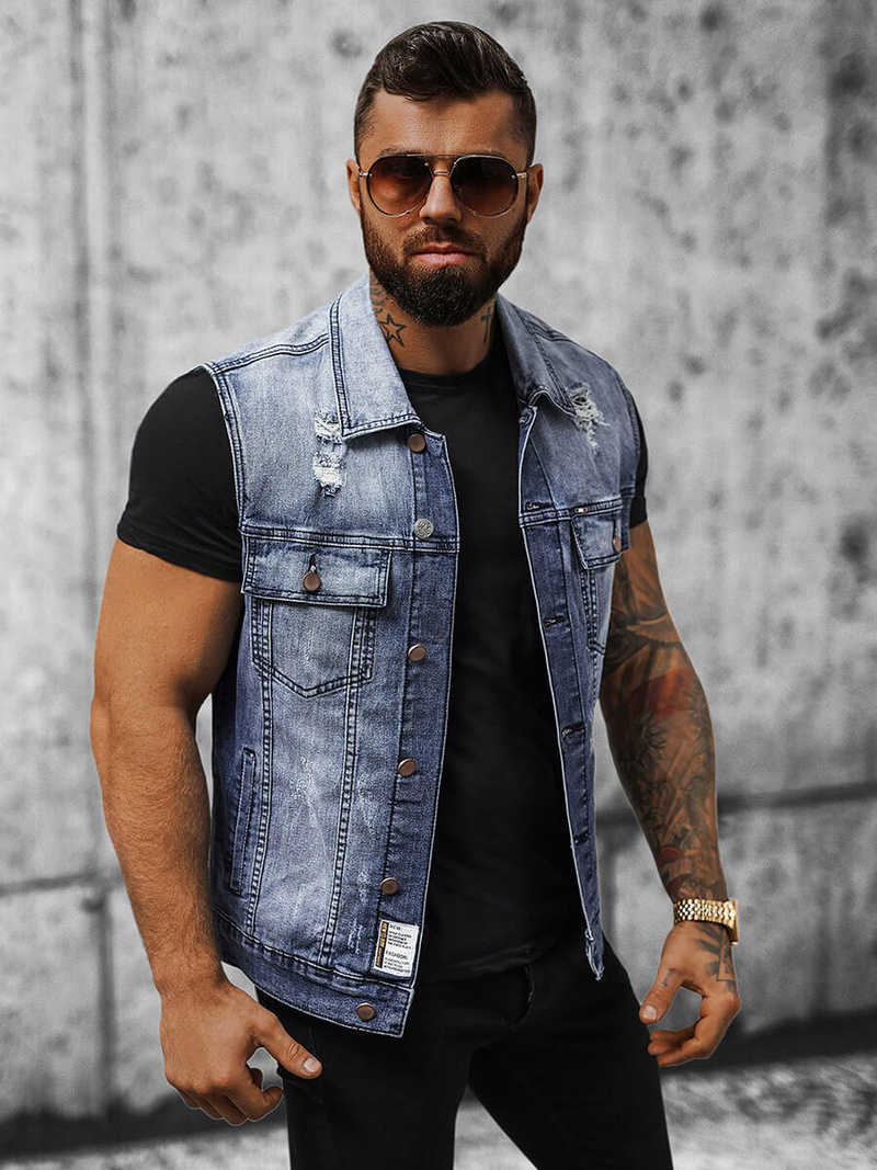 Muški traper prsluk plavi OZONEE NB/MJ539B