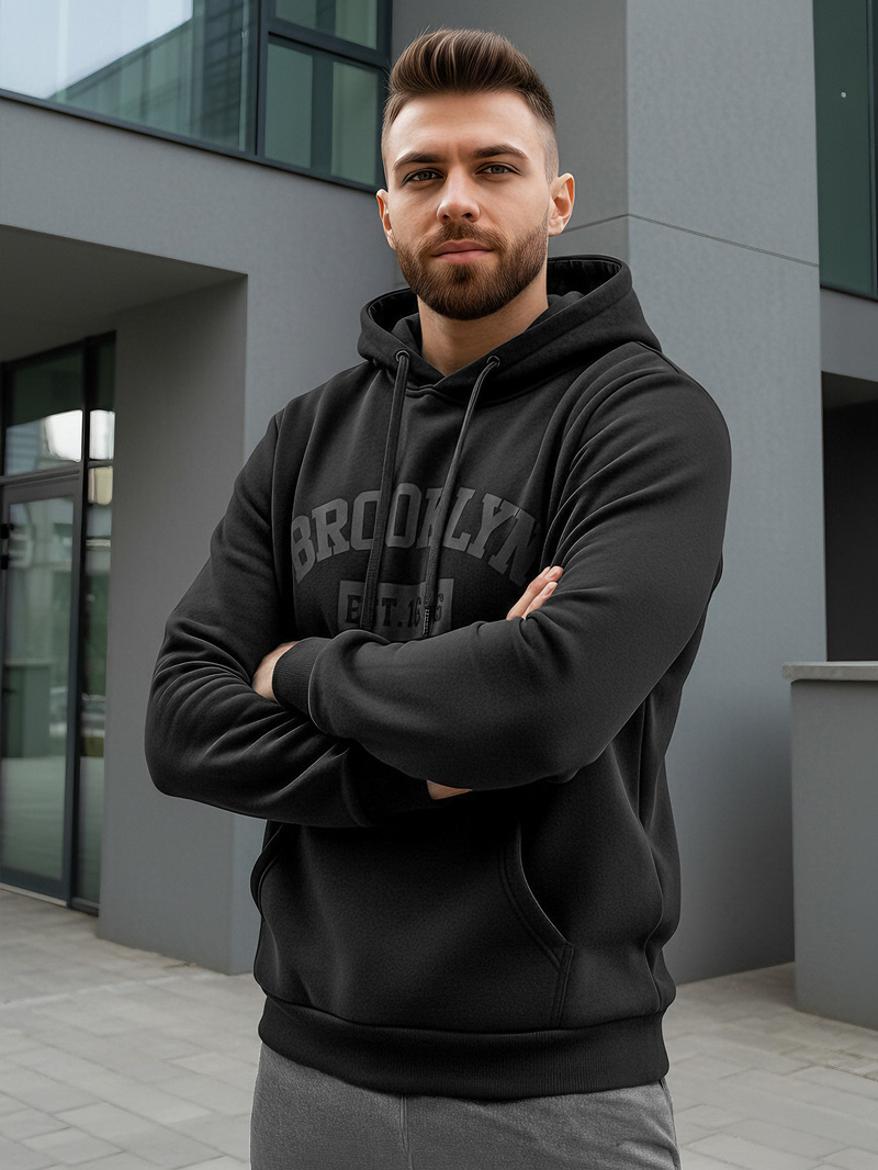 Muška dukserica s kapuljačom crna OZONEE JS/8B1969/3