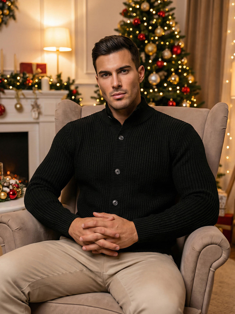 Muški Džemper Crni OZONEE NB/MM6020/4Z