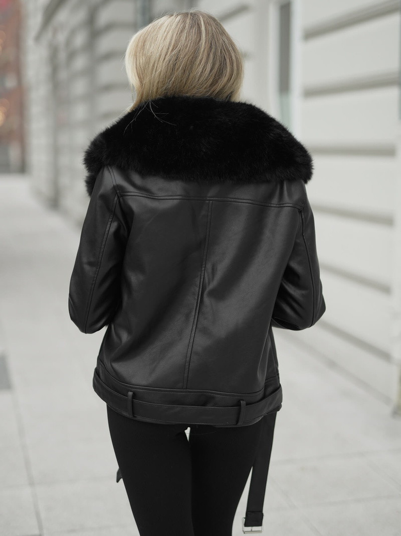 Ženska Kožna Jakna Crna OZONEE JS/61M8507/392AZ