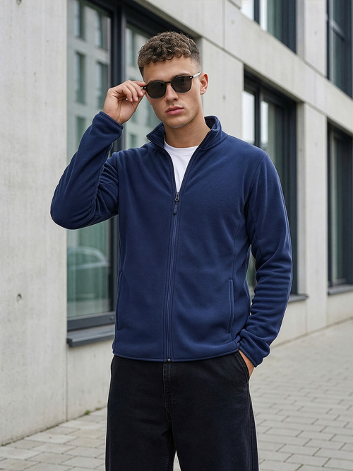 Muška dukserica s patentom modra OZONEE JS/HH016/25