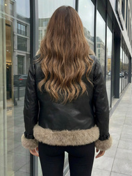 Ženska Kožna Jakna Crna OZONEE JS/61M8517/392Z